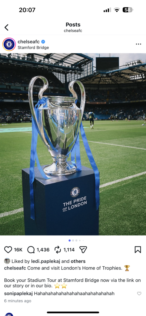 Chelsea Taunts Arsenal With Champions League Trophy Post After Final Heartbreak